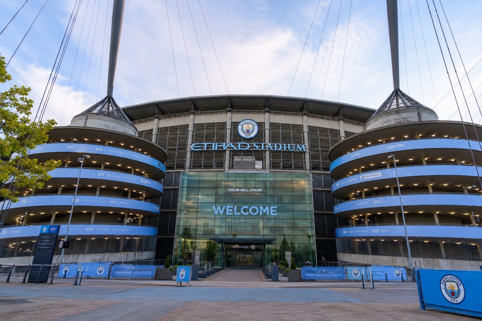 Etihad Stadium in Manchester, home of Manchester City and the wider Etihad Campus.