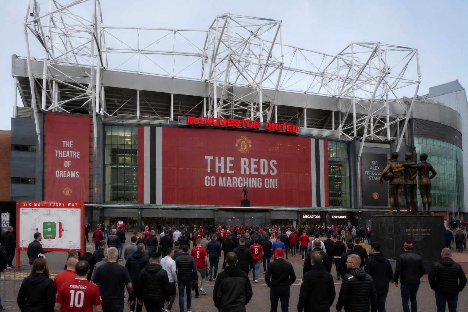 Old Trafford in Manchester, home of Manchester United.