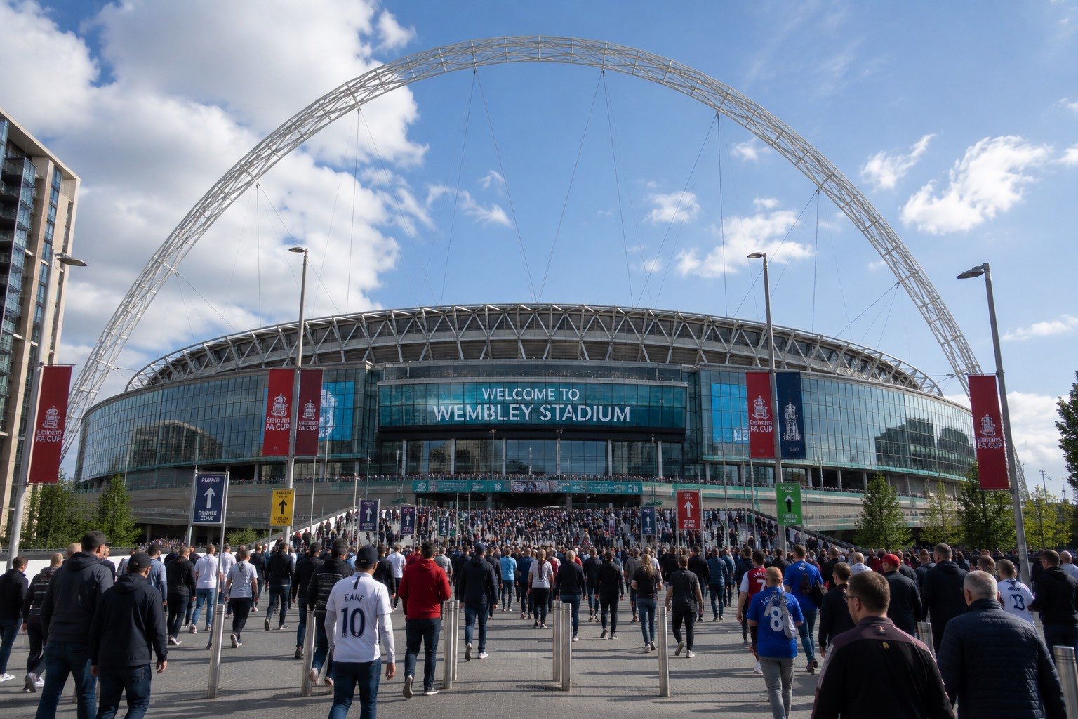 Wembley Stadium in London, the UK's national stadium.
